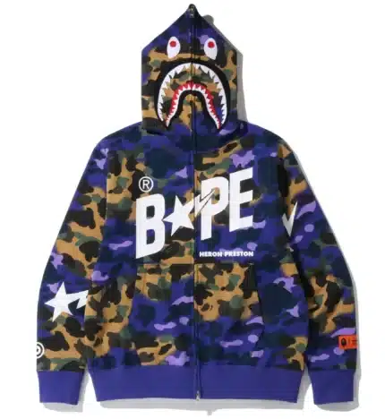 BAPE Shark x Heron Preston Mix 1st Camo Relaxed Fit Hoodie