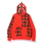 Bape Logo Check Shark Full Zipper Hoodie