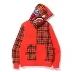 Bape Logo Check Shark Full Zipper Hoodie